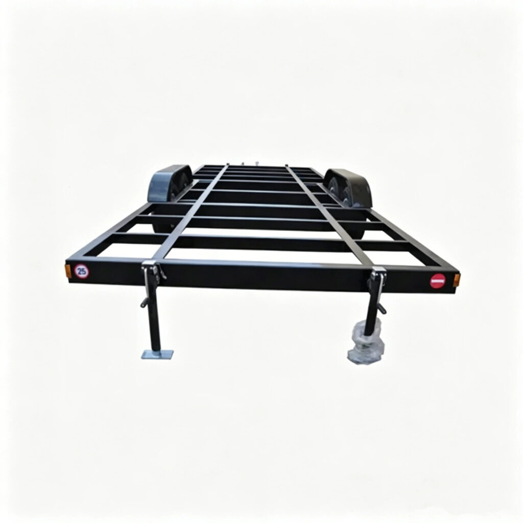 Heavy Duty Aluminum Trailer Frame 2x4 Inch Rectangular Tube Support 1 Aluminum Trailer Frame built with 2x4 inch rectangular tube for heavy duty car hauler applications