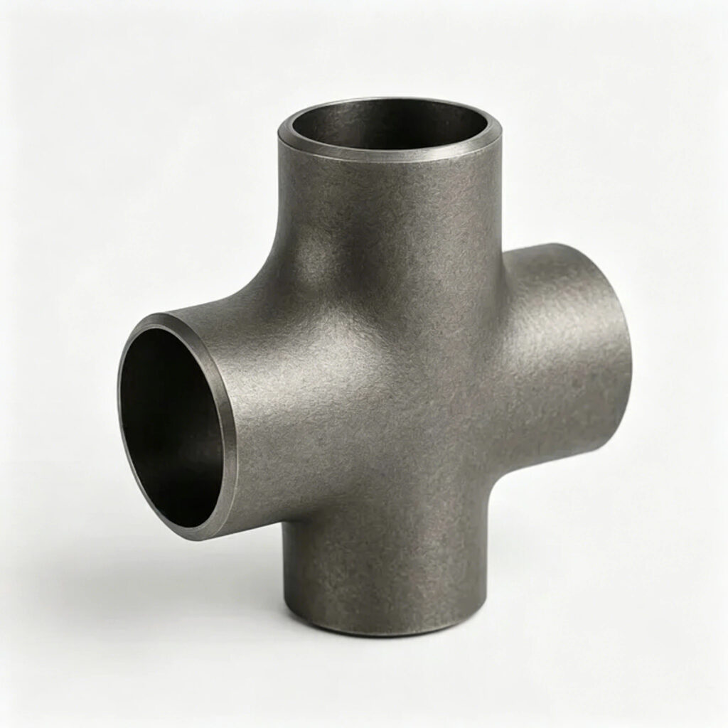 Assemblaggio collettore a flusso bilanciato a quattro vie con gomito e croce per tubazioni 1 Raccordo a gomito a quattro vie con percorsi di flusso simmetrici per sistemi di distribuzione tubazioni