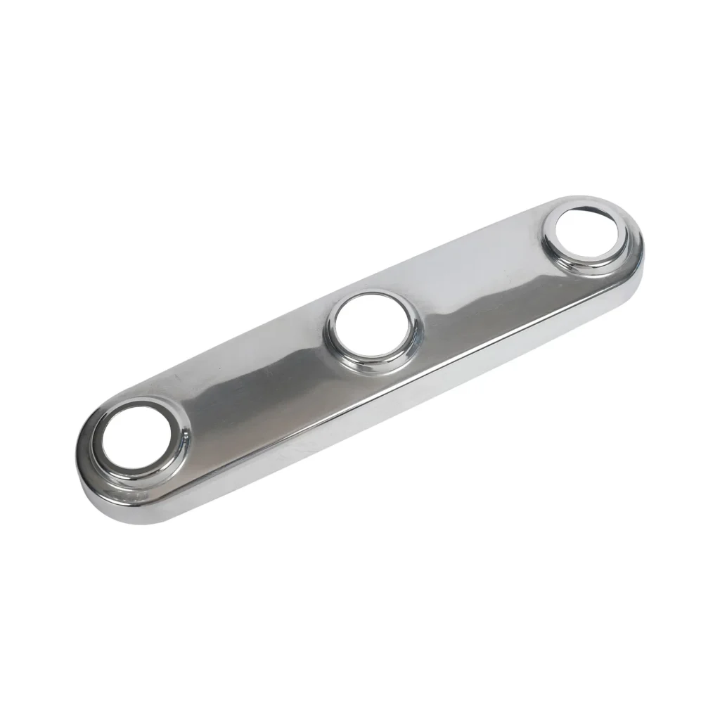 Faucet Deck Plate Stainless Steel Stamped Kitchen Bathroom Escutcheon 4 Custom Faucet Deck Plate for kitchen faucet upgrades and sink hole coverage solutions
