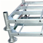 Stackable galvanized steel pallet rated for 3,000 lb capacity