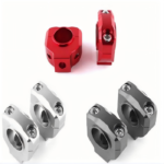 Red anodized CNC 7075 aluminum 6mm offset handlebar clamp