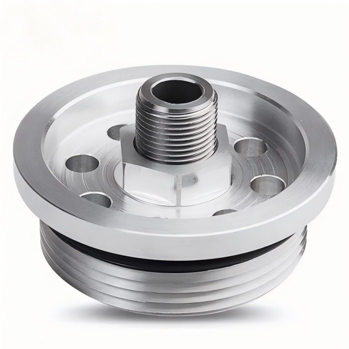 Adaptateur de Filtre à Huile CNC Sur Mesure Tolérance 0,05mm Ajustement de Précision 4 Plaque adaptateur de filtre à huile usinée CNC avec dimensions précises et ajustement automobile sur mesure