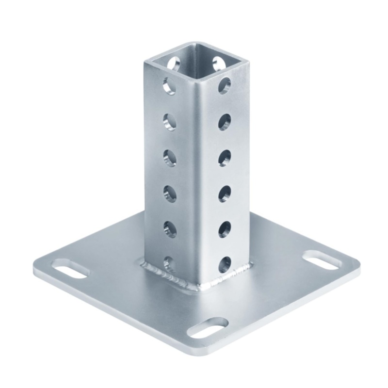 Base de Poste de Aluminio Anodizado para Cerca Soldadura TIG Anticorrosión 1 Base de Poste de Aluminio Anodizado para Cerca con construcción soldada con TIG