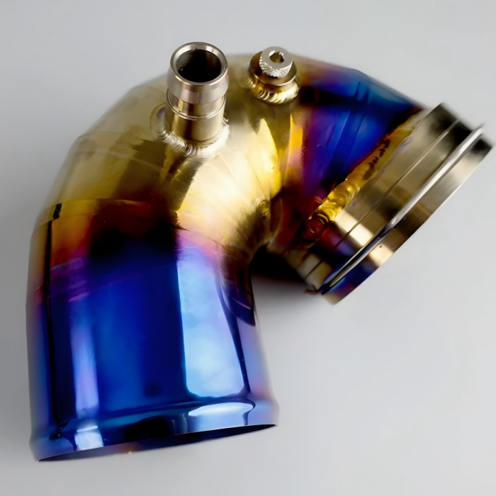 Superior Titanium Intake Pipe Welding Service 5 Layer Heat Shield 1 Titanium Intake Pipe with welded construction for turbocharged racing engine applications
