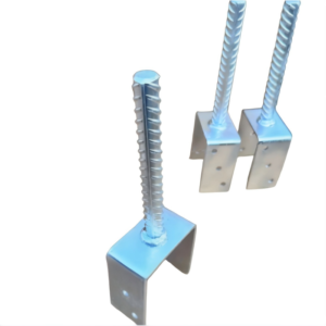 Galvanized U Shaped Beam Bracket with rebar screw, heavy duty timber beam support brackets for construction wood beam fixing