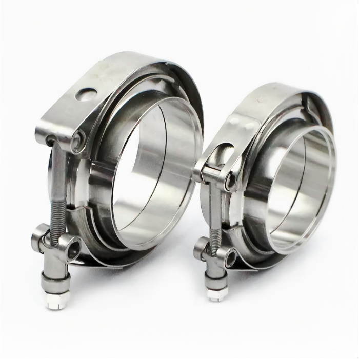 Kundenspezifischer Superior V-Band-Flansch 304 Edelstahl-Flansch-Set 3 304-Edelstahl V-Band-Flansch-Set entwickelt für zuverlässige Abdichtung und kundenspezifische Auspuffsystemfertigung