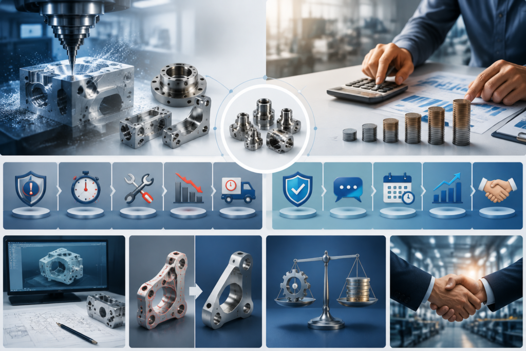 Parti lavorate CNC prodotte per produttori OEM, inclusi staffe di precisione, valvole, flange e componenti metallici complessi