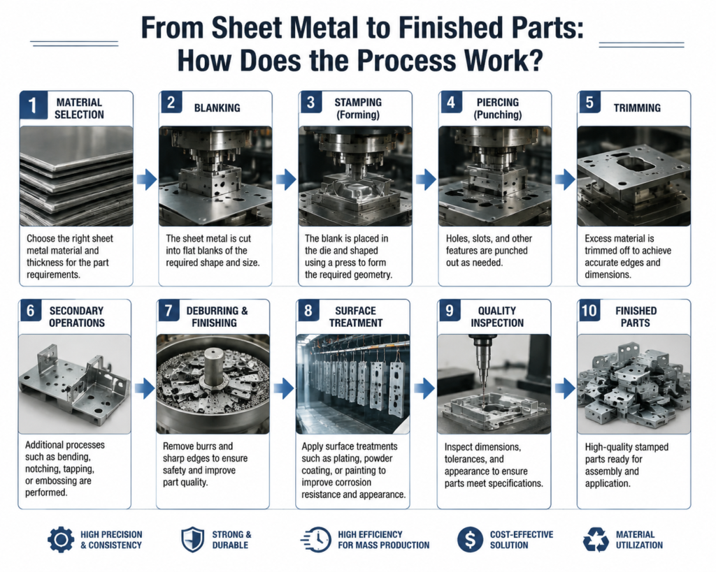 Metallstanzen für die Automobilindustrie: Technische Präzision vom Blech bis zum fertigen Teil 1 Metallstanzen für die Automobilindustrie Herstellungsprozess